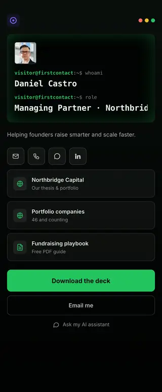 Boot Terminal, a FirstContactX card design