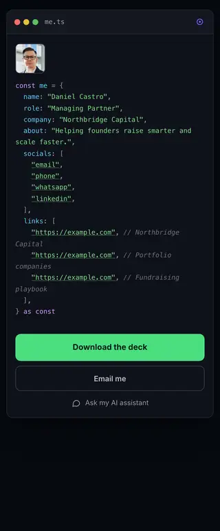 Code Object, a FirstContactX card design