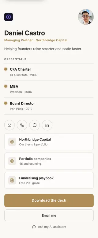 Credentials, a FirstContactX card design
