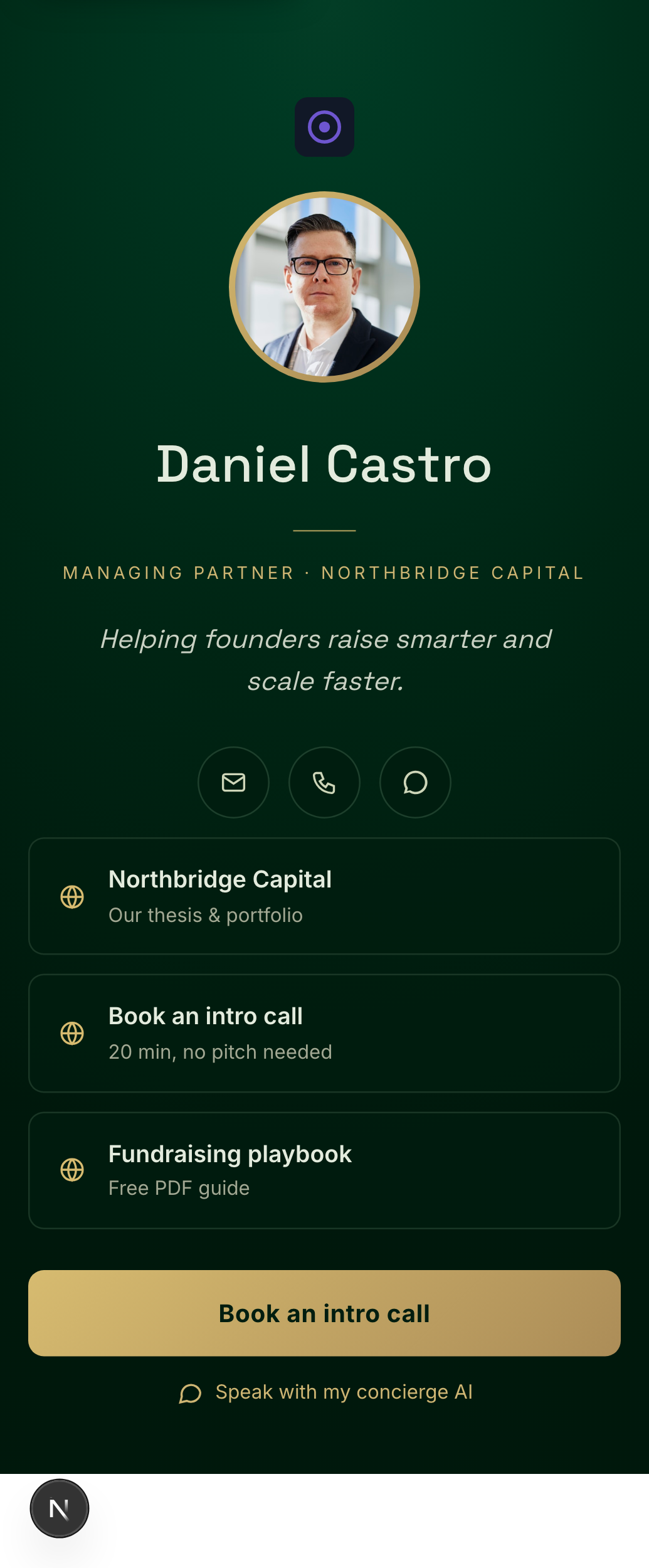 emerald luxe digital business card design