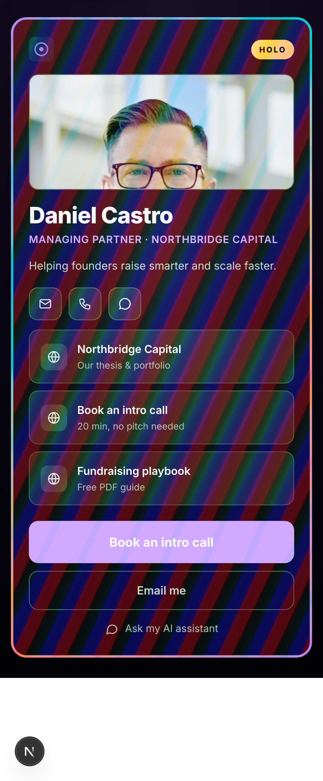 holo trading card digital business card design