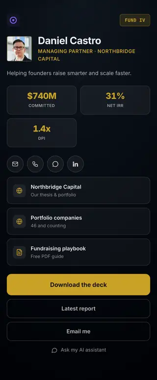 Investor Relations, a FirstContactX card design