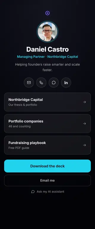 Link Hub, a FirstContactX card design