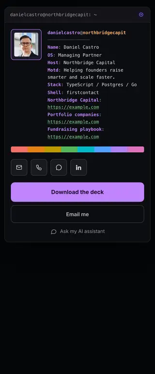 Neofetch, a FirstContactX card design