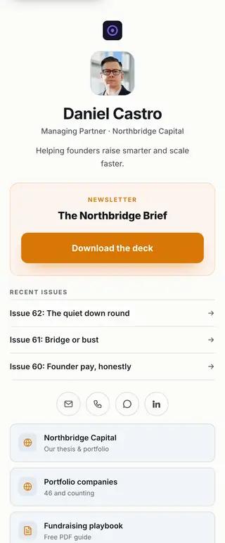 Newsletter, a FirstContactX card design