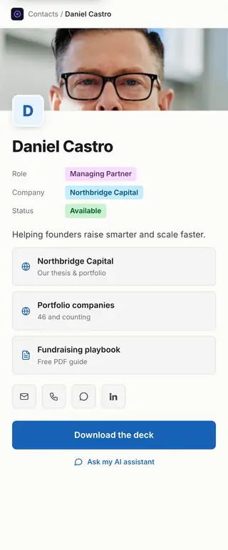 Notion Database, a FirstContactX card design