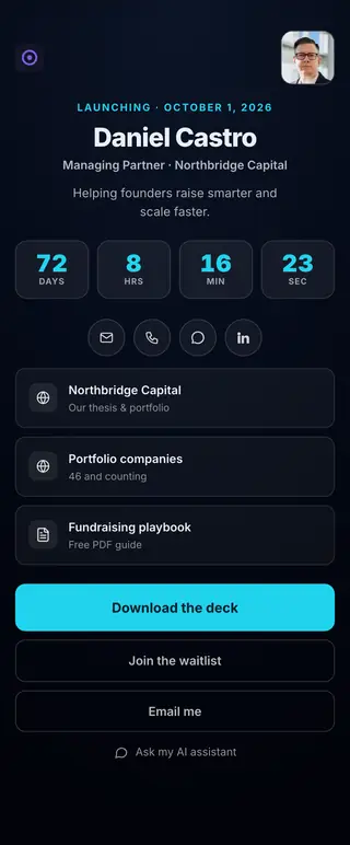 Product Launch, a FirstContactX card design