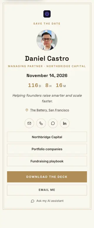 Save the Date, a FirstContactX card design