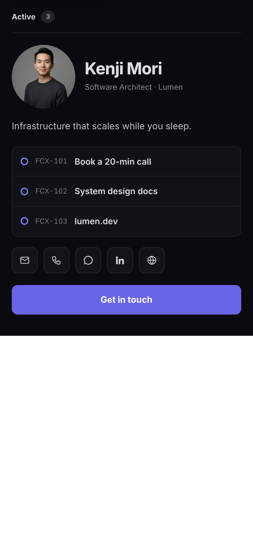 Linear template rendered in FirstContactX